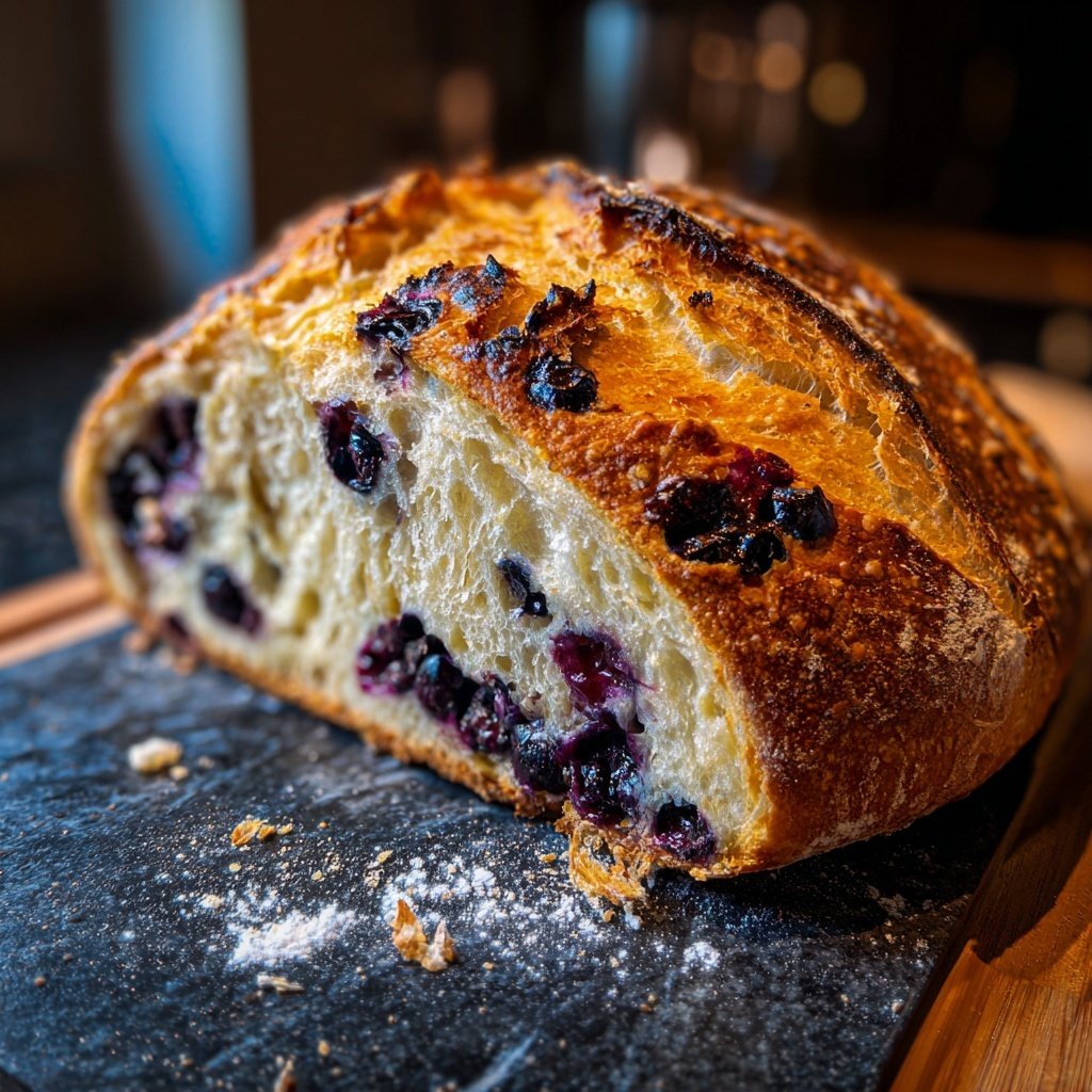 No Yeast Blueberry Lemon Sourdough Starter Loaf