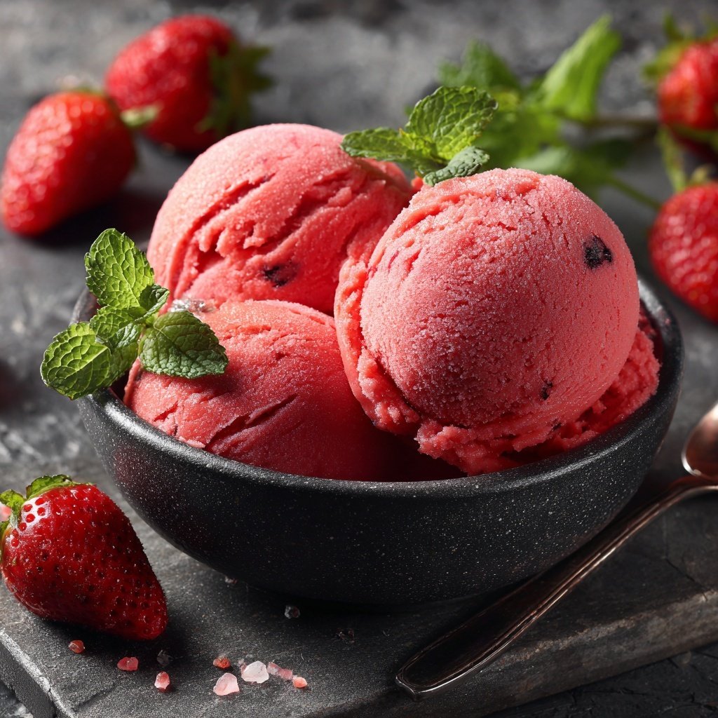 Strawberry Mint Sorbet