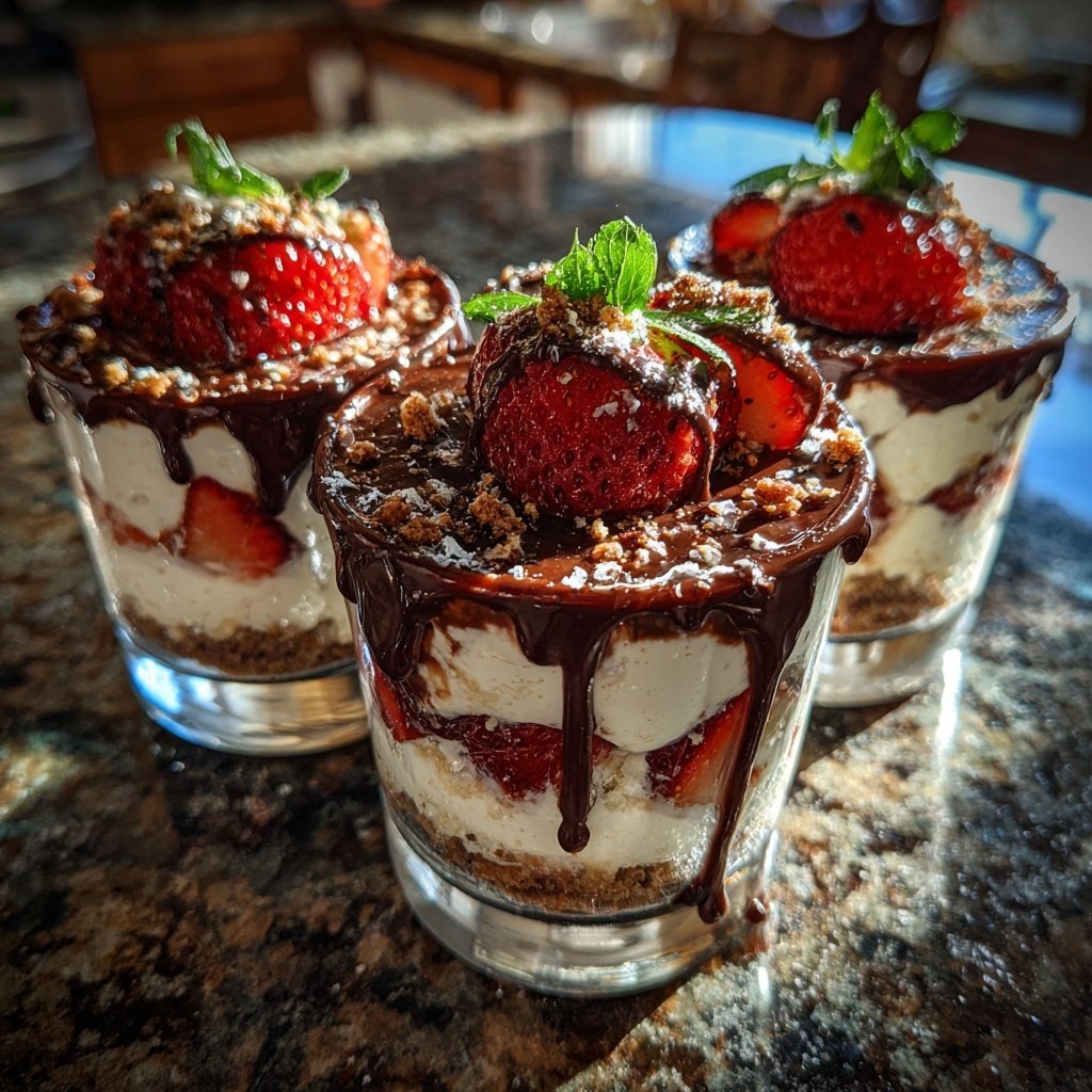Chocolate Strawberry Cheesecake Parfaits