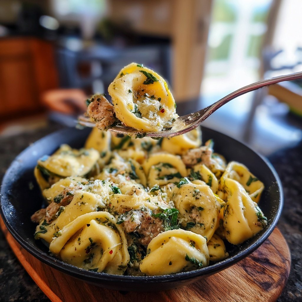 Lemon-Pesto Ground Turkey Tortellini