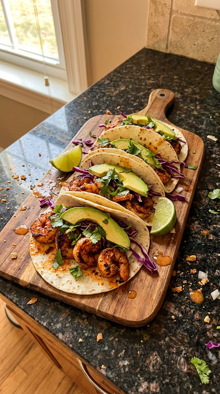 Spicy Shrimp Tacos with Avocado
