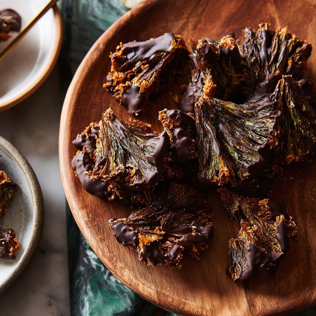 Chocolate-Dipped Dandelion Leaf Treats