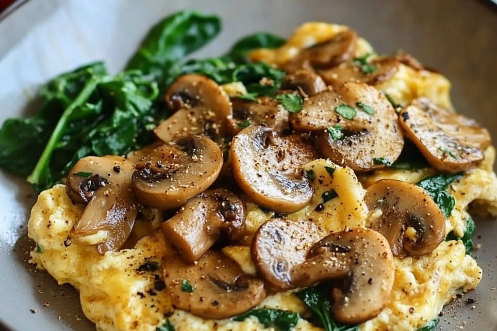 Mushroom-Spinach Scrambled Eggs: An Amazing Ultimate Breakfast Choice