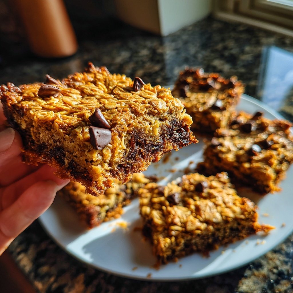 Baked Oatmeal Breakfast Squares with Chocolate Chips​