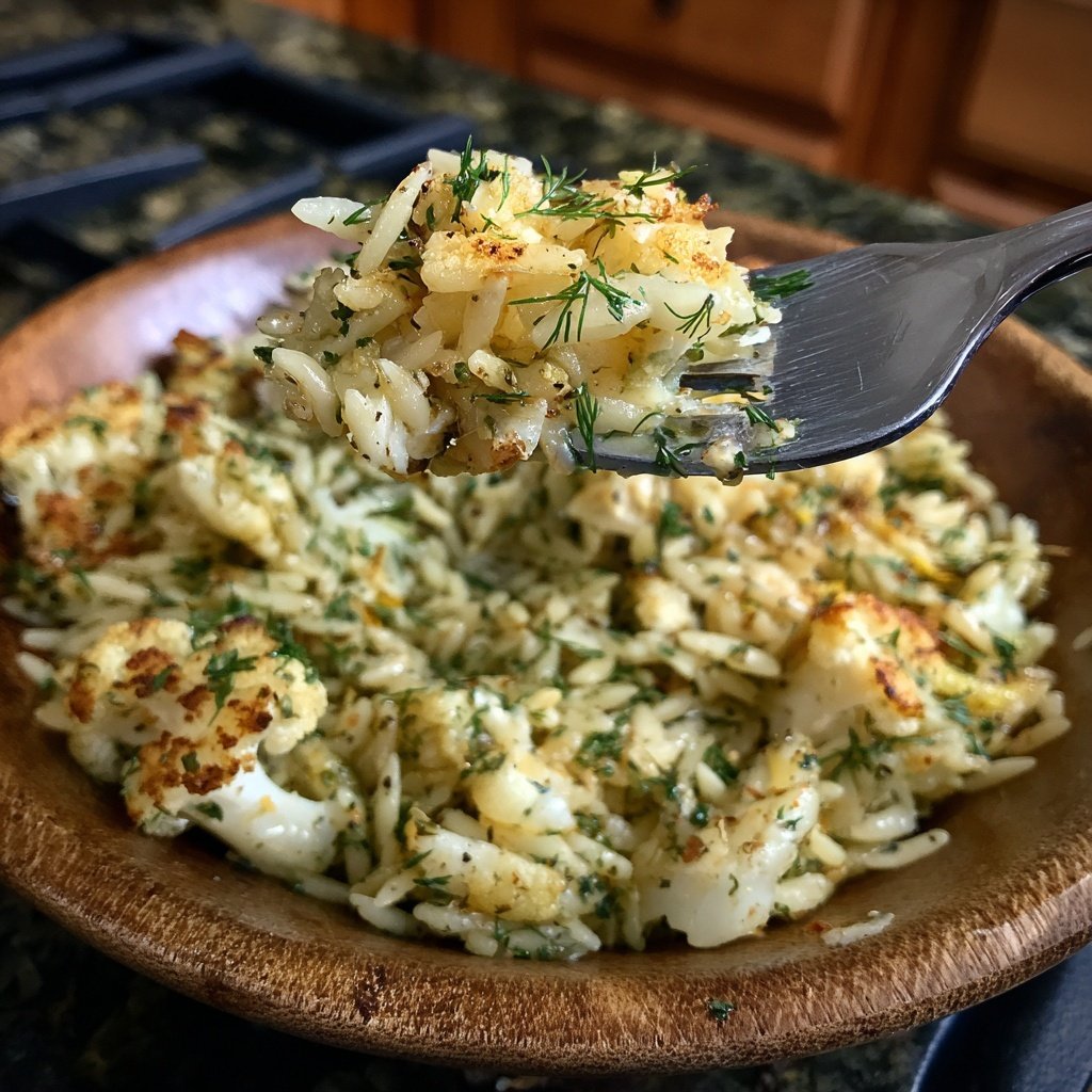 Charred Cauliflower Orzo with Lemon Dill