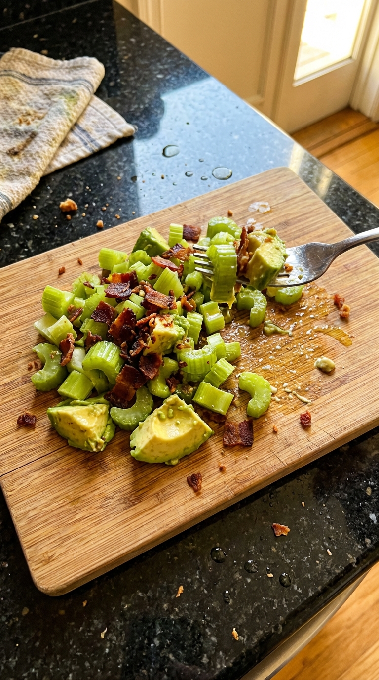Celery Salad with Bacon and Avocado