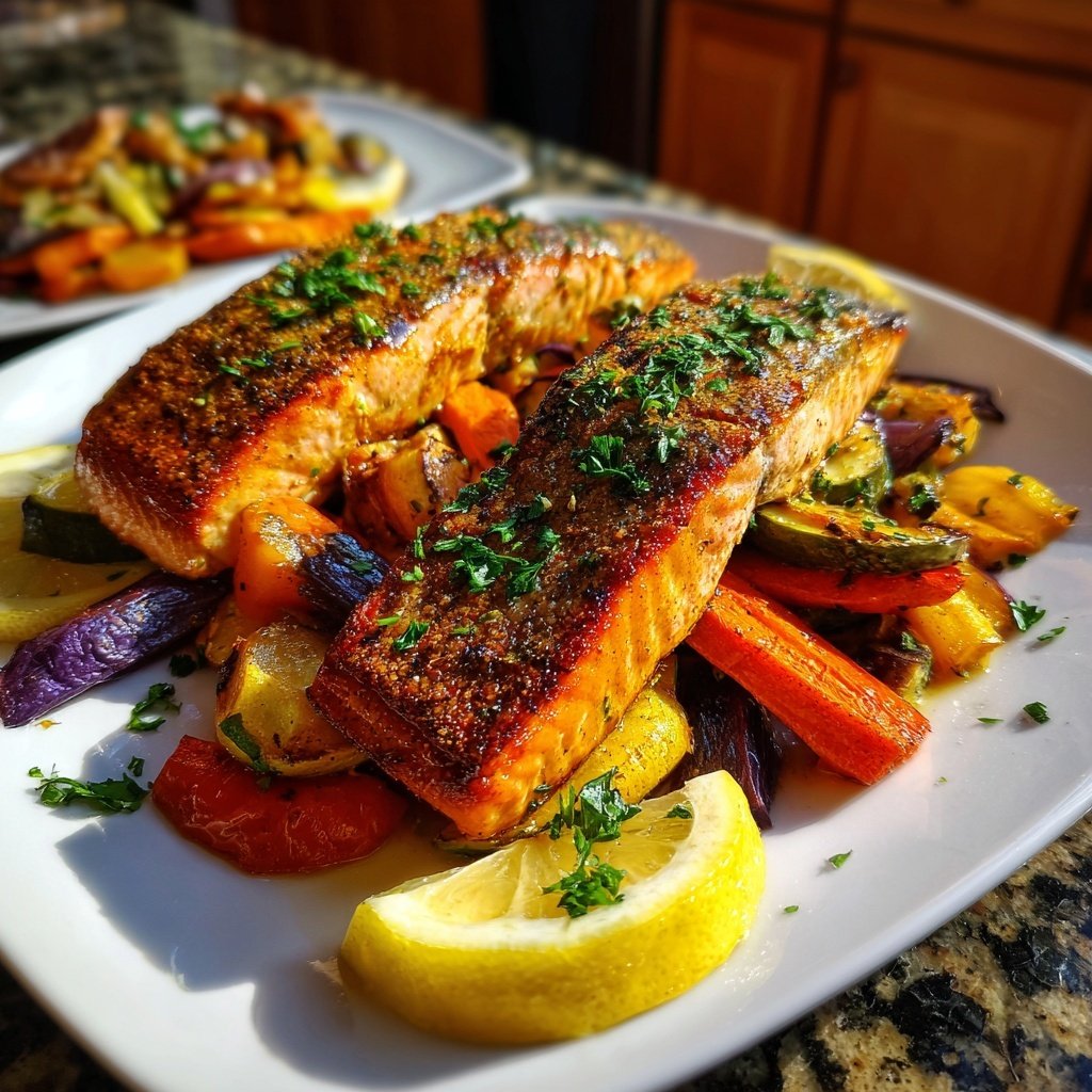 Savory Roasted Salmon with Veggies