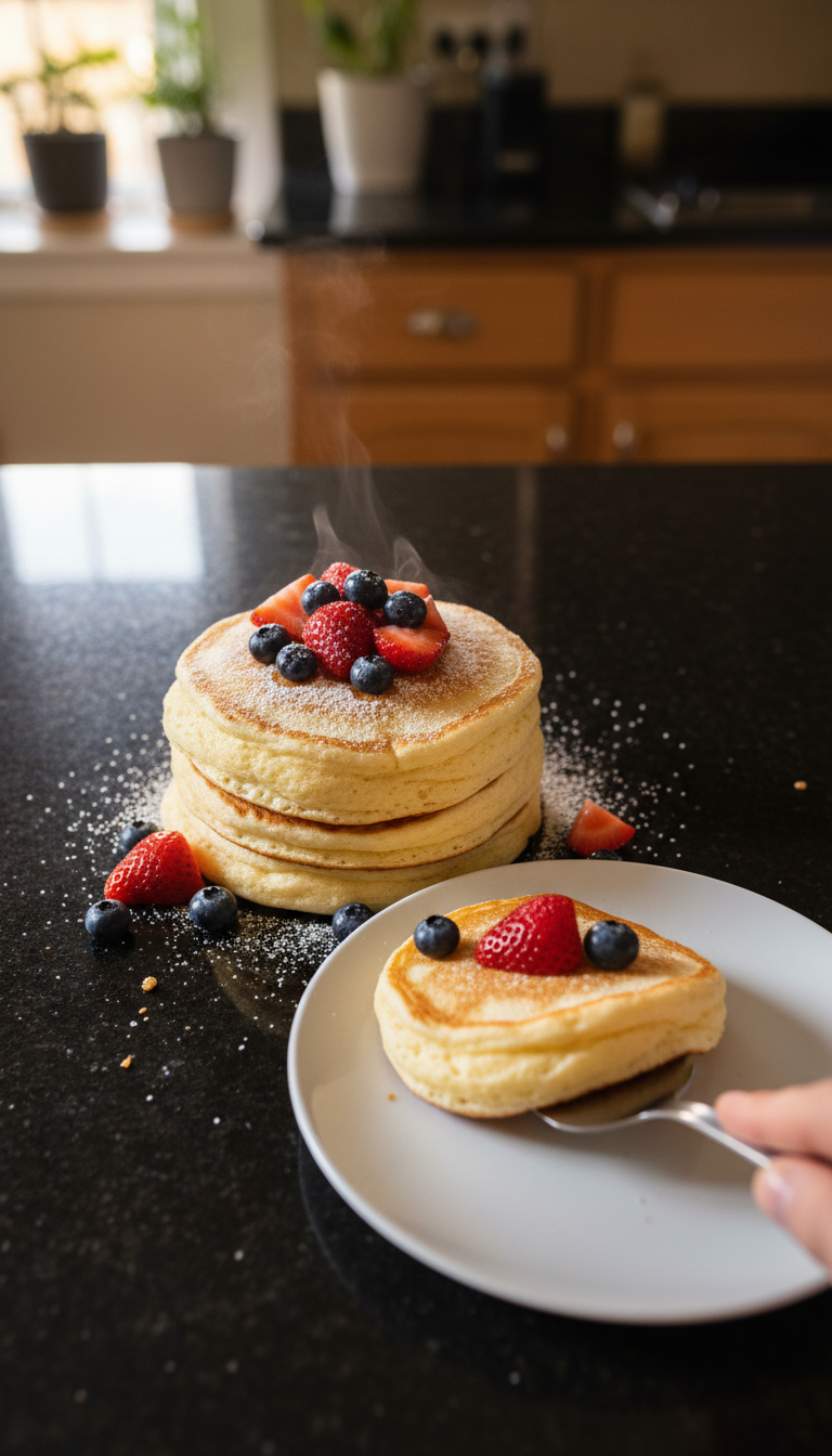 Fluffy Yogurt Pancakes with Berries