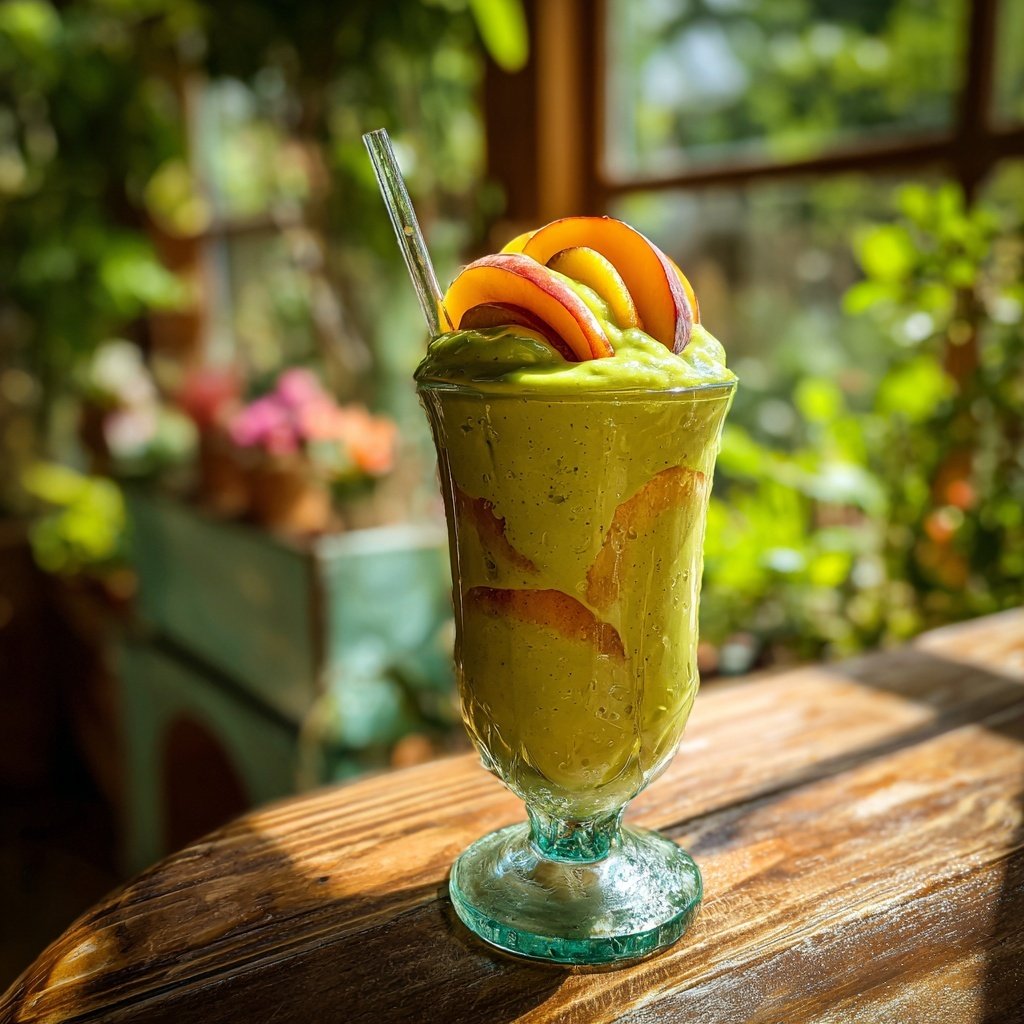 Peach Avocado Green Smoothie